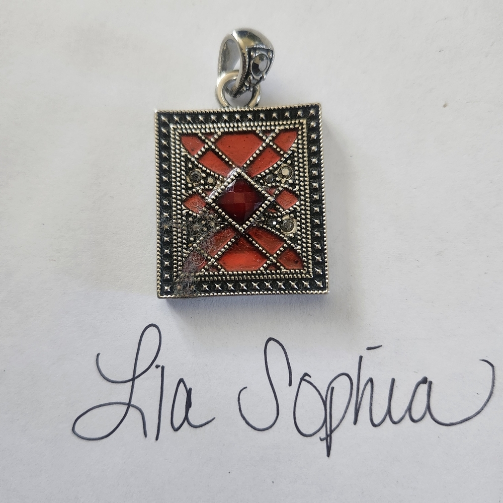 LIA SOPHIA Red and Black Slide Pendent